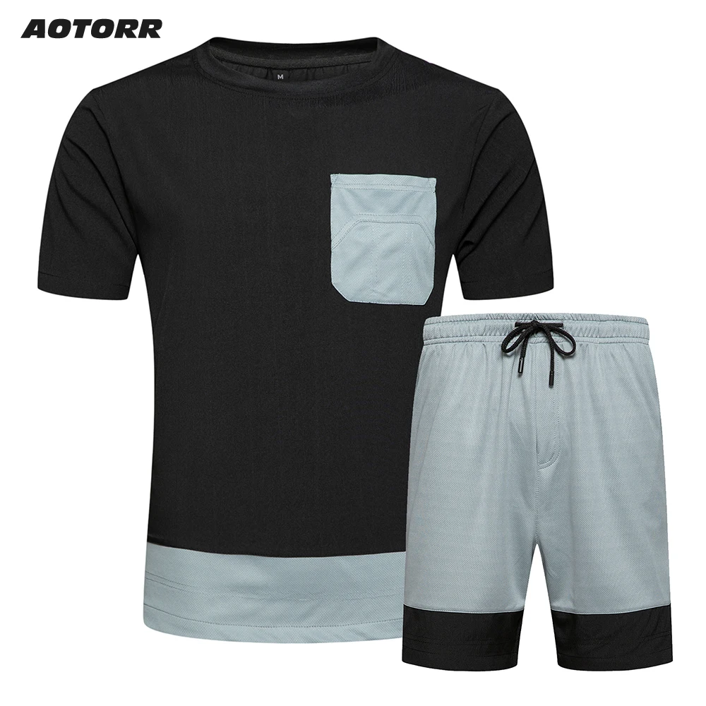 Костюм спортивный мужской с коротким рукавом хлопок облегающая футболка и шорты