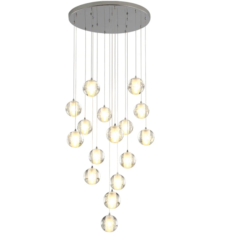 

Modern Crystal Chandelier LED Hanging Lighting Glass Globe Glass Chandeliers Luxury Stair Cristal Chandelier Light