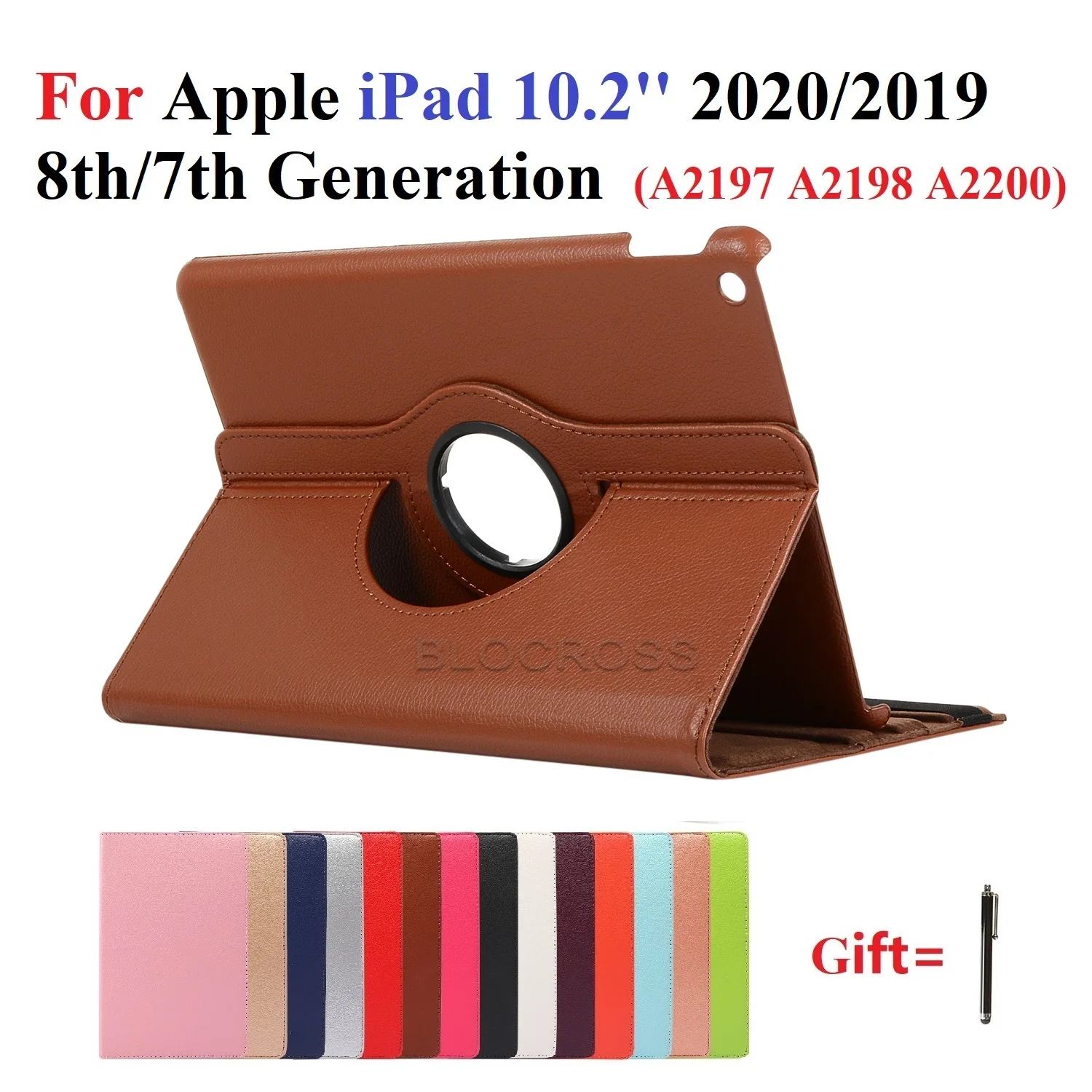 

10.2'' 360 Degree Rotating Case for ipad 8 ipad 7 Tablet Business Stand Protective Cover for ipad 8th 7th Generation with Stylus