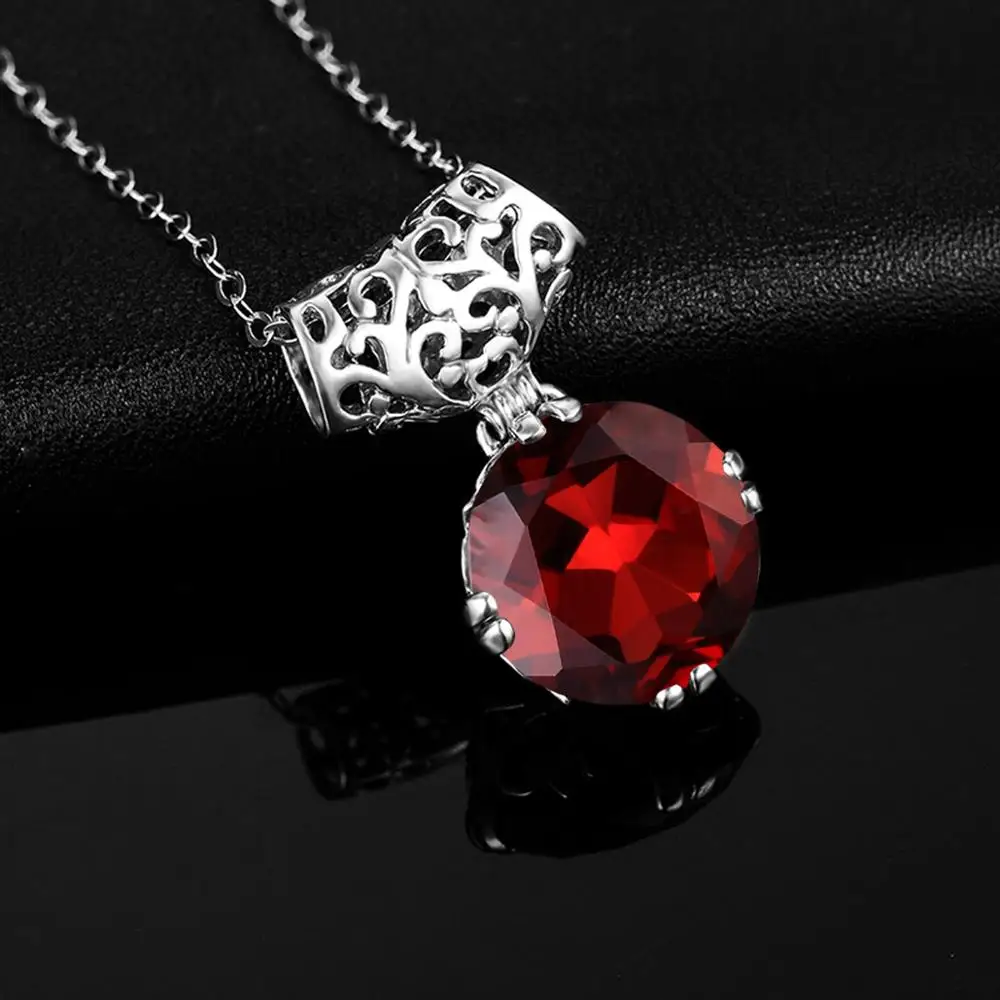 

Szjinao Retro Royal Garnet Gemstone 100% 925 Sterling Silver Natural Chalcedony Pendant Necklace Female Fine Jewelry Factory