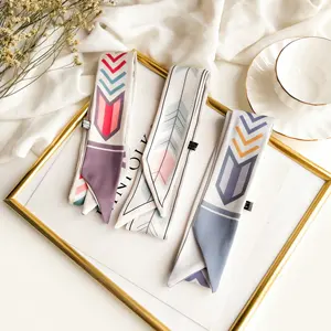 Маленький шелковый шарф в Корейском стиле, Женский весенне-осенний узкий модный платок на руку, маленькая лента для шеи