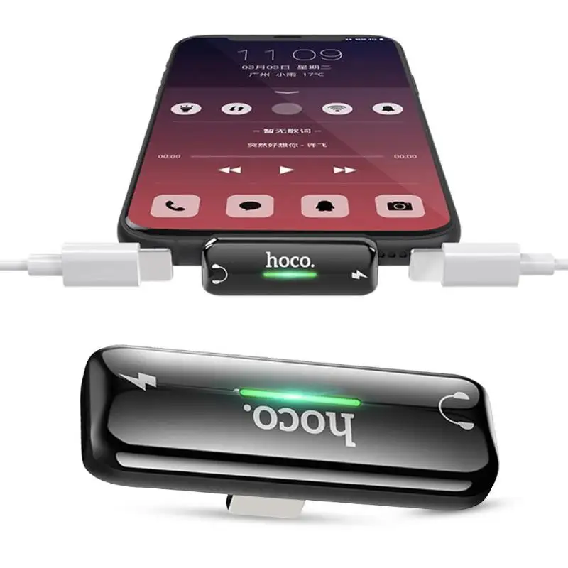 HOCO LS27 двойной 8 Pin 2 в 1 разъем для наушников разветвитель порт возможность Опора