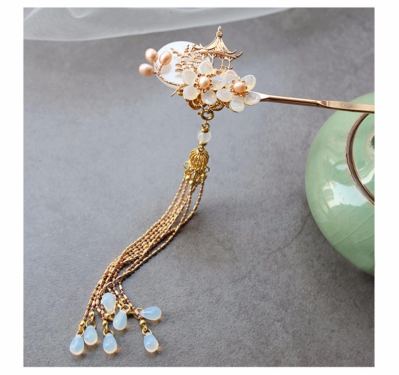 Заколка для волос женская винтажная с пресноводным жемчугом | Украшения и