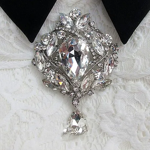 4 &quotВинтаж Элегантный большой Украшенные стразами в форме капли воды с