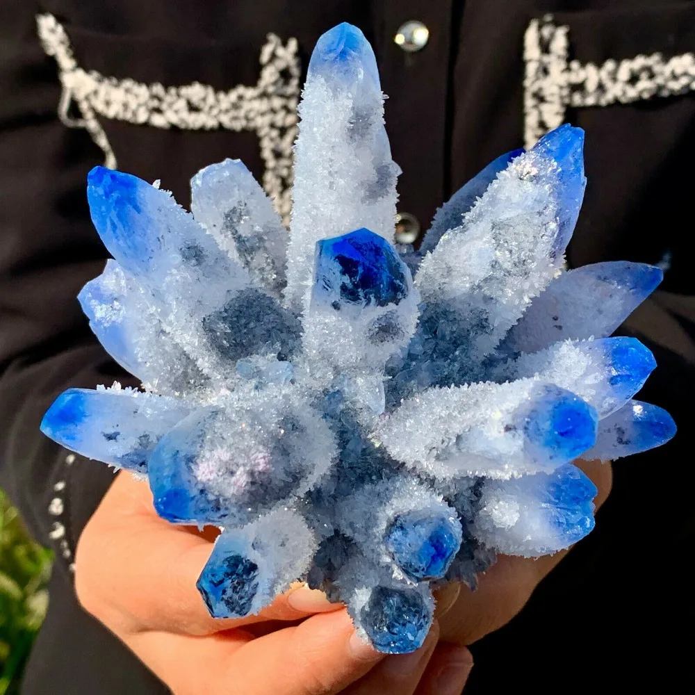 

A newly discovered mineral specimen of azure phantom crystal cluster