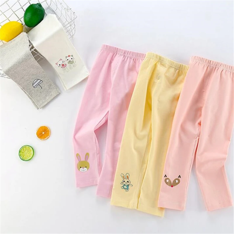 Леггинсы для девочек хлопковые Мягкие штаны карамельных цветов мультяшный