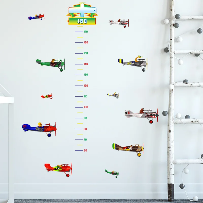 

New Cartoon Size Helicopter Height Stickers Children's Bedroom Porch Home Decoration Wall Stickers Self-adhesive