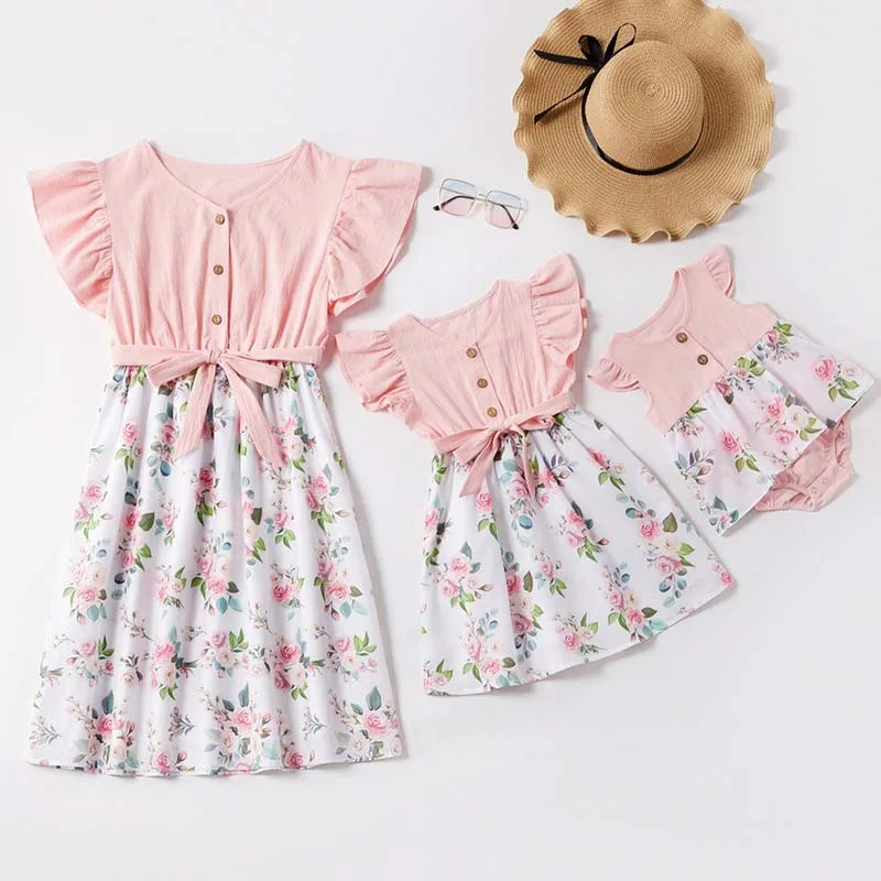 Новинка 2020 года Платья для мамы и дочки Детский комбинезон Модное платье с