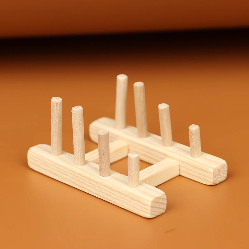 

1pcs Mini Dish Rack Kitchen Shelf Model Toy Dollhouse Miniature Wood Dish Rack Books Newspapers Storage Shelf Toys
