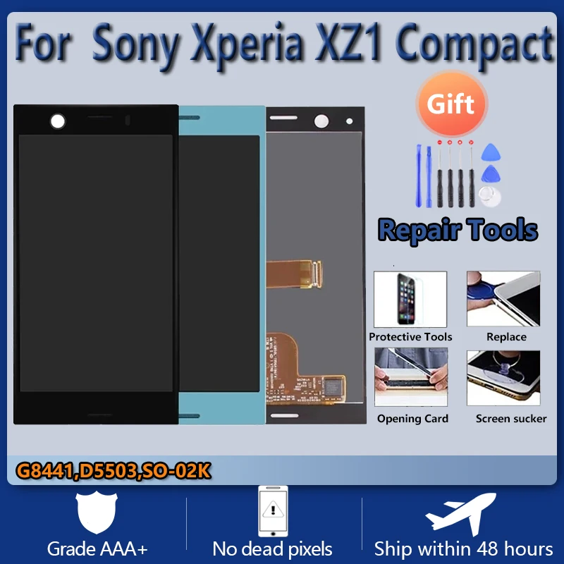 

For Sony Xperia XZ1 Compact G8441 D5503 SO-02K LCD screen assembly touch glass,With repair parts LCD Display Black Blue Silver