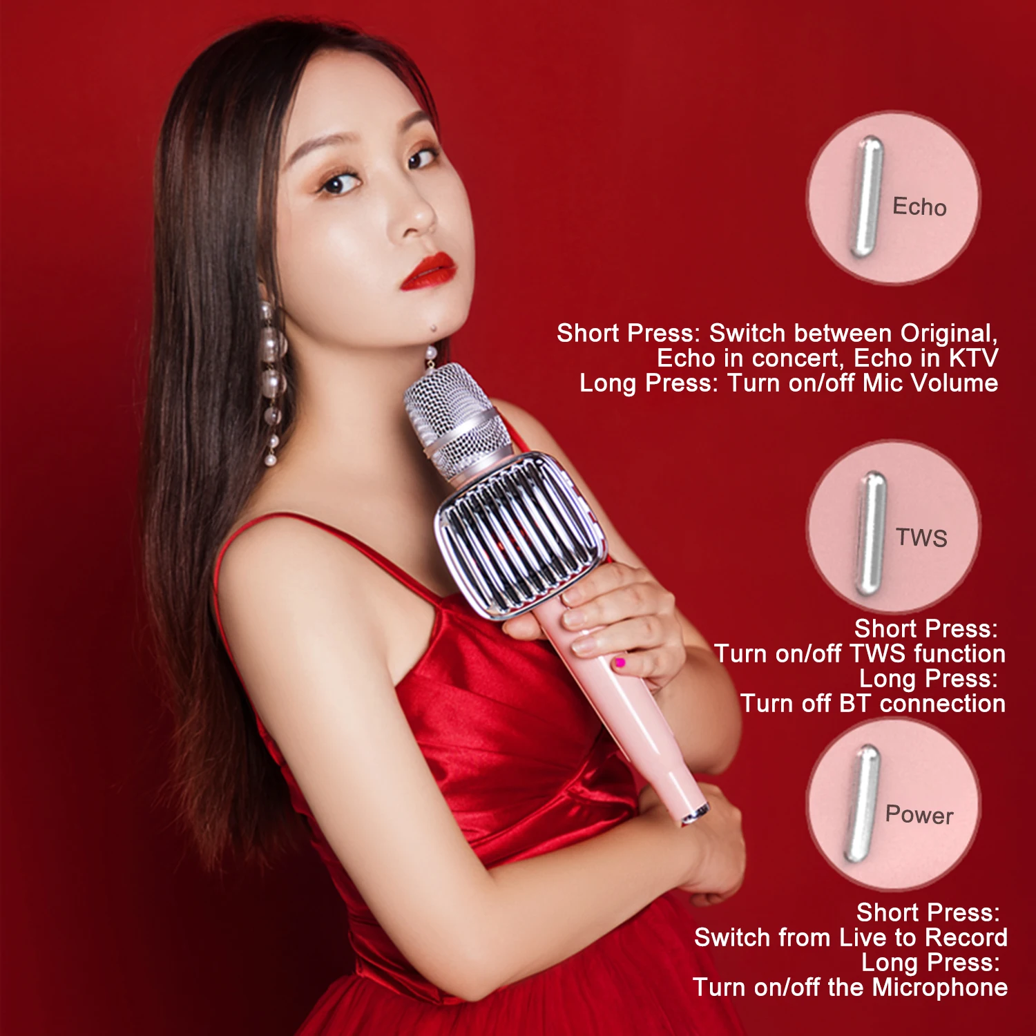 TOSING G1 караоке беспроводной Bluetooth микрофон Запись пение живой TWS Duet для смартфона