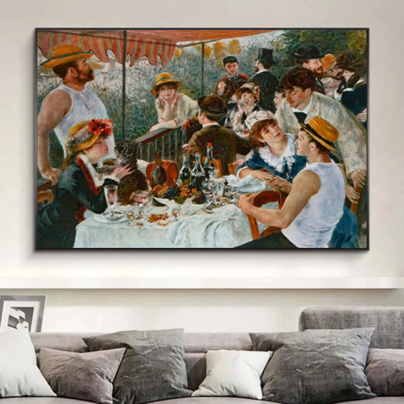 

Famous Painting The Boater's Lunch By Pierre Auguste Renoir Prints on Canvas Wall Art Decorative Picture for Living Room Decor