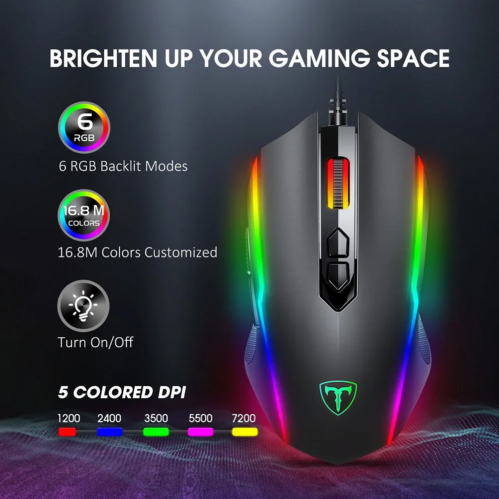 Мышь игровая Проводная VicTsing 8 кнопок 7200DPI USB | Компьютеры и офис