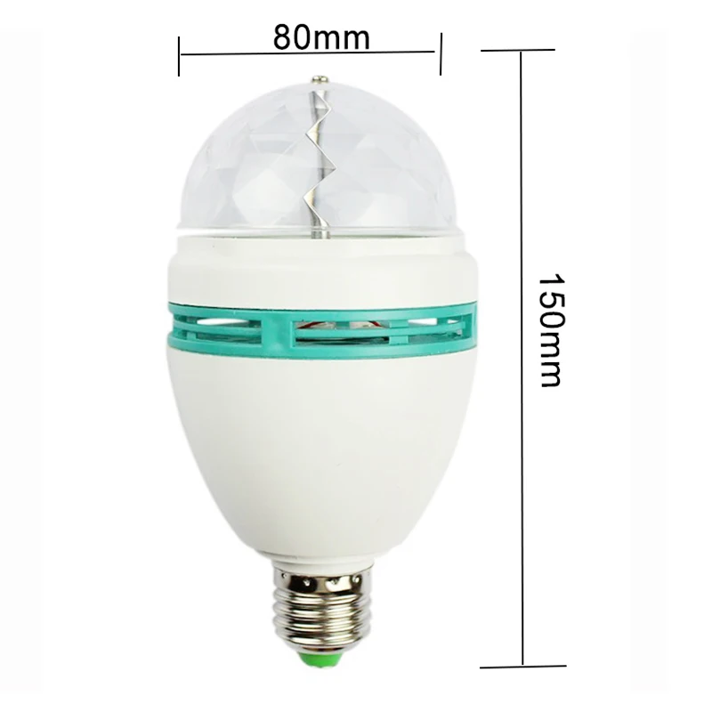 E27 3 Вт полноцветный RGB Кристалл led Авто вращающийся ламповый светильник