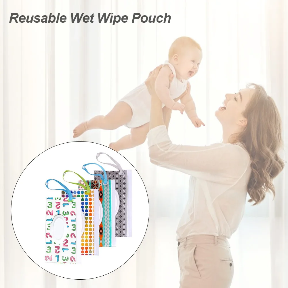 

4PCS Baby Wipes Case Holder Portable BPA-Free Wet Wipes Pouch Refillable Lightweight For Keeps Wet Wipes Fresh Baby Care Normal