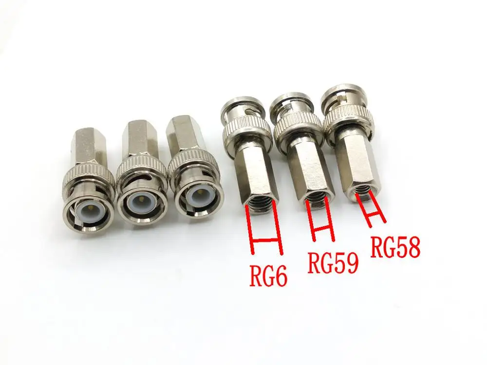 6 шт. BNC male twist on Разъемы RG58/RG59/RG6 коаксиальные разъемы для камер CCTV|Соединители| |
