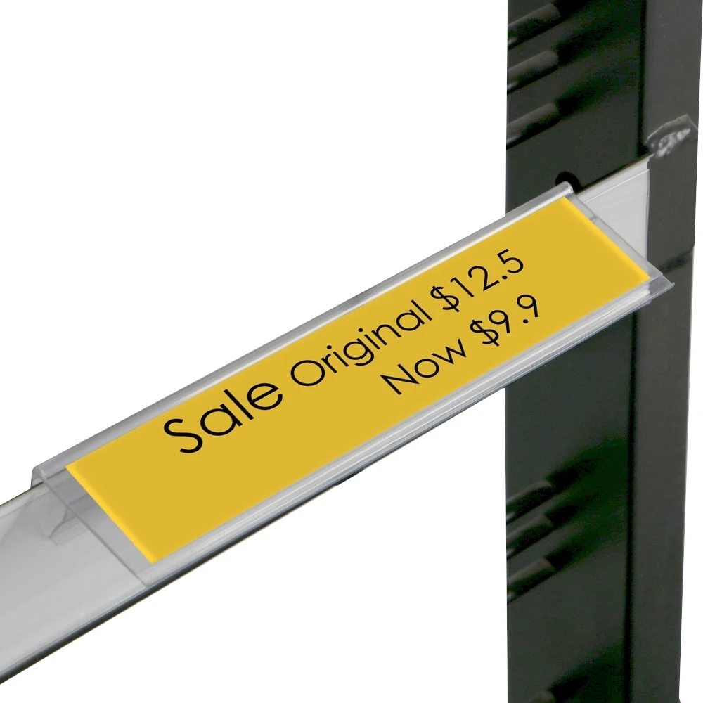 20cm Shelf Edge Price Tag Gripper Clear Data Strip Store Banner Display Pvc / Petg Data Strips For Supermarket