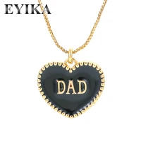 eyika letter dad enamel heart pendant necklace for women men handmade adjustable box chain fathers day jewelry accessories gift
