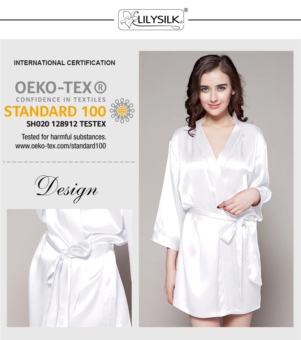 LilySilk халат пижамы кимоно Халаты женские роскошные натуральные женские шелковые короткие Распродажа