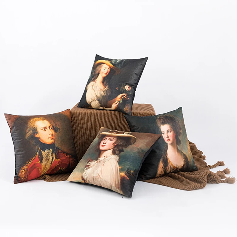 

Brand New Abstract Figure Oil Painting Home Sofa Cushion Cover Pillowcase Without Core for Living Room Bedroom Cushion 45cm