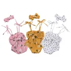 Комбинезон с бантом и треугольным поясом для новорожденных девочек