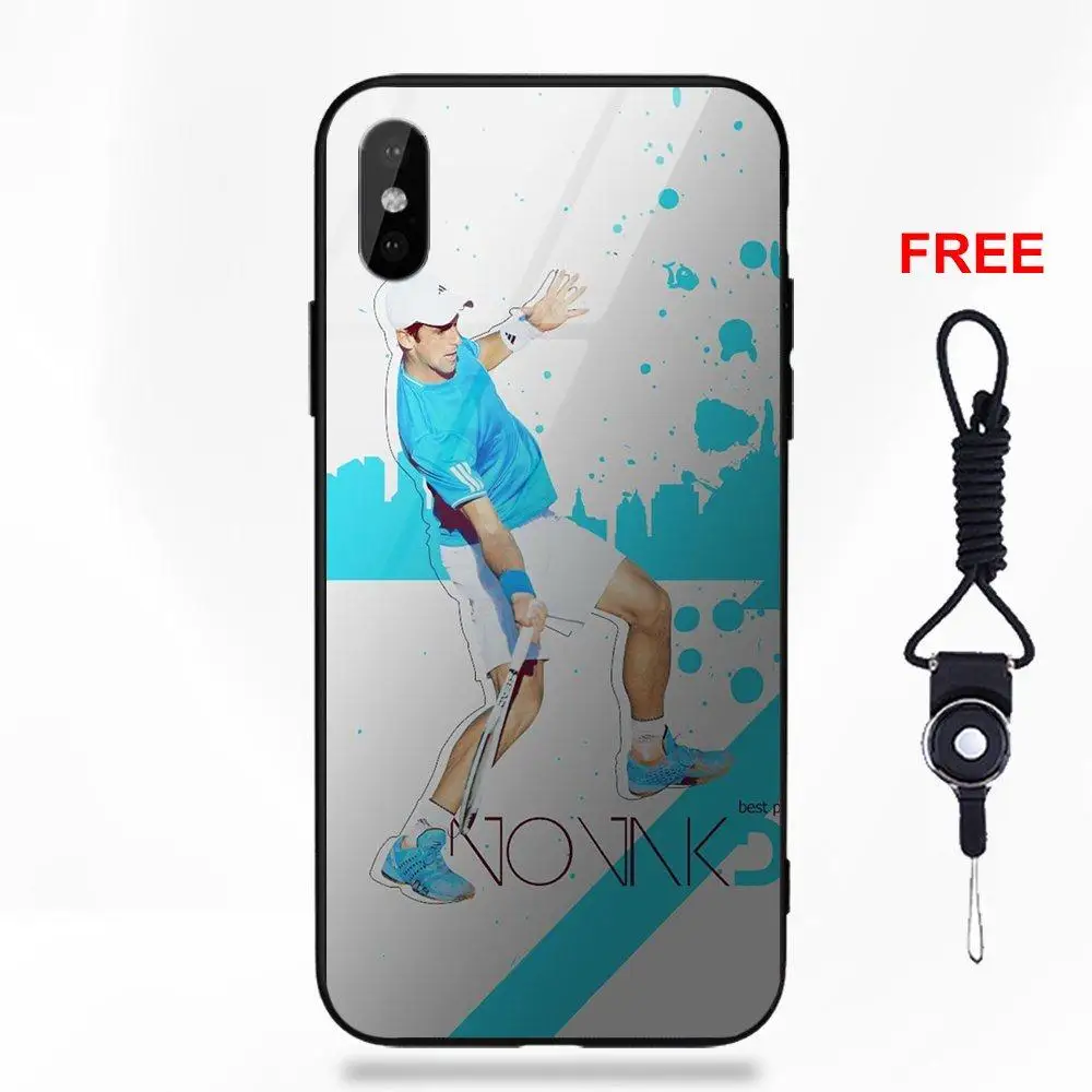 Tennis Novak Djokovic для Apple iPhone 5 5C 5S SE 6 6S 7 8 Plus X XS Max XR мягкая рамка из ТПУ закаленное стекло