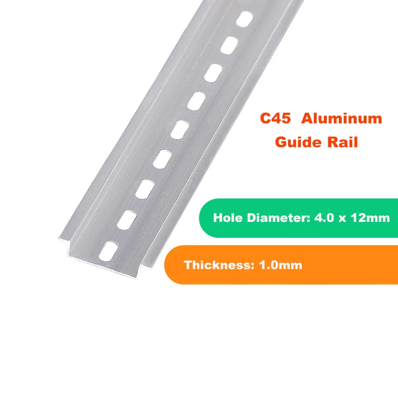 

10pcs C45 Aluminum Guide Rail Din Mounting Clip Installation Track Fixed 35mm Wiring Row Fixed MCB Fixing Seat L:500mm