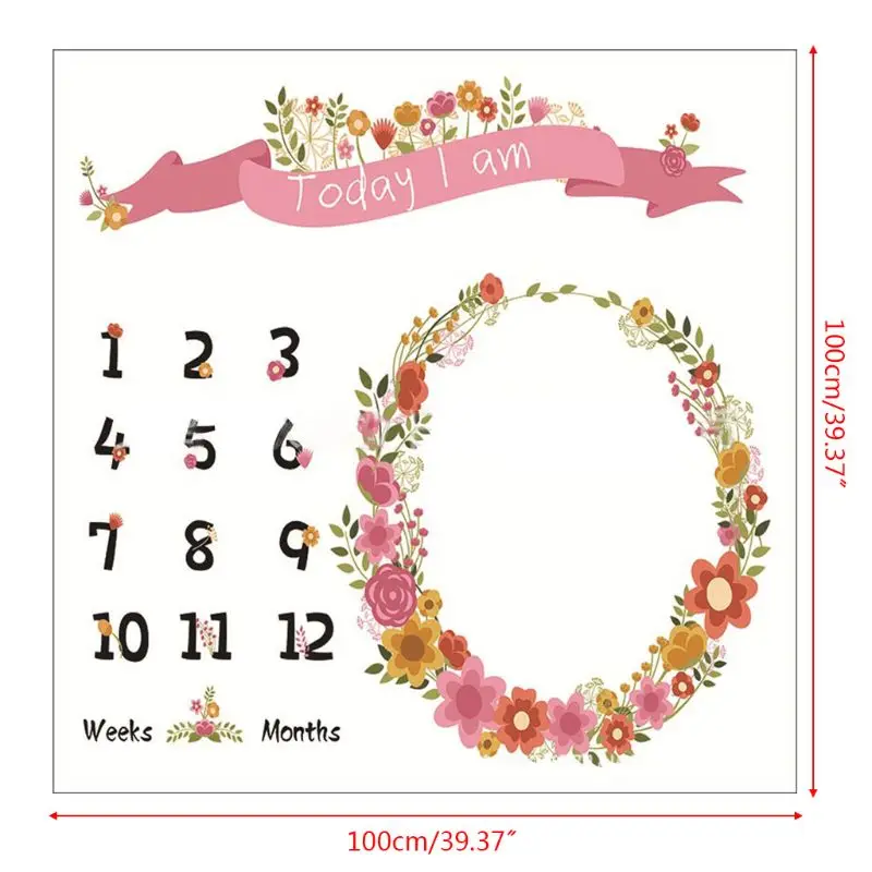 

Unisex Baby Newborn Photography Background Cloth Milestone Blanket Cartoon Infants Monthly Photo Props Accessories