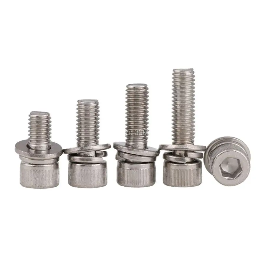 M2.5 M3 Stainless Steel 304 Socket Head Cap Sem Screw With Spring Flat Washers Assembed 500pcs/lot | Обустройство дома