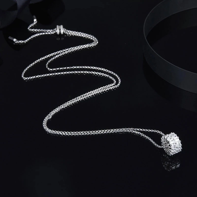 

Ожерелье женское Двухслойное прямоугольное из серебра 925 пробы с цирконом