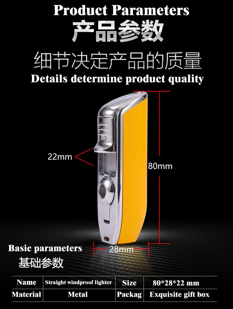 Ветрозащитная Зажигалка три прямых синего пламени портативная зажигалка с