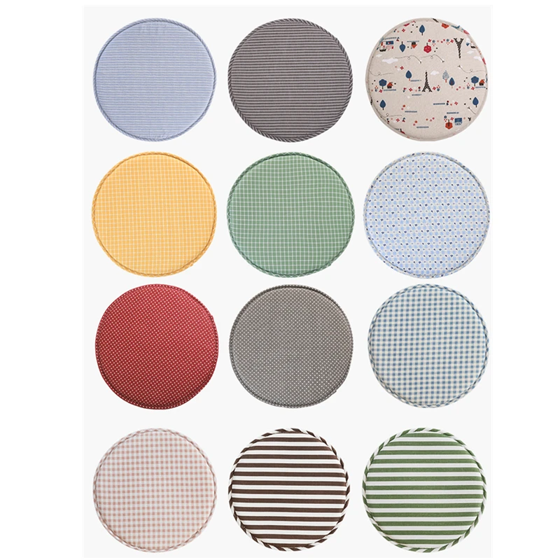 

1pc 12.9 inch Round Seat Cushion Anti-slip Cotton Canvas Chair Cushion 3cm Sponge Thickness Chair Pads Stool Mat For Children