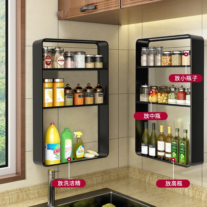 bathroom shelf wall mounted perforated black toilet supplies above storage cabinet storage rack shampoo cosmetic kitchen shelf free global shipping