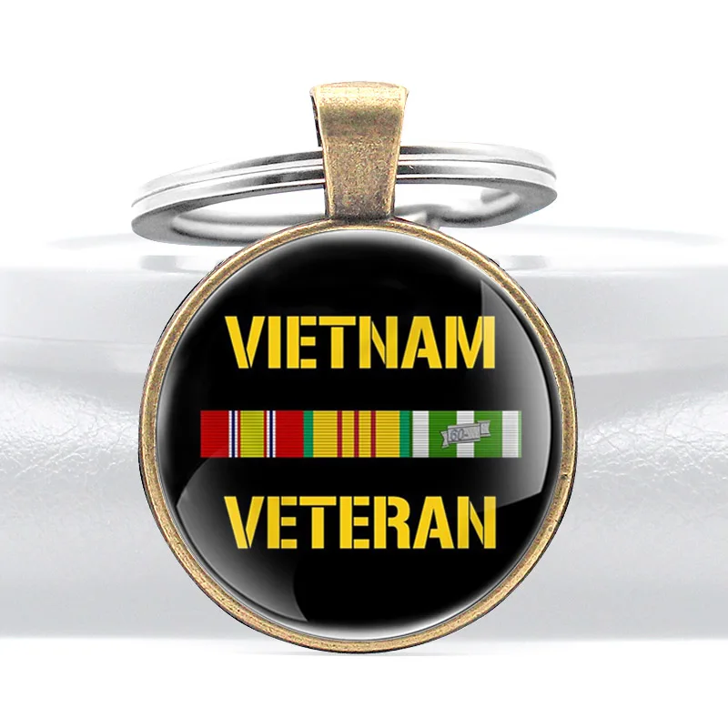 Вьетнам Veteran Design Black стеклянный купол для ключа цепи мужские женские брелки |