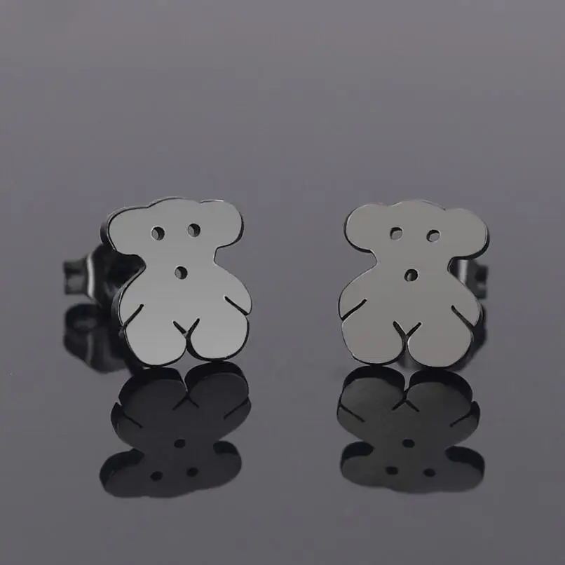 black earrings Yiustar Грация серьги «Микки Маус» крошечные Микки серьги для женщин девочек детей детские серьги-гвоздики мини мультфильм Ювелирные изделия Подарки - Metal Color: black earrings