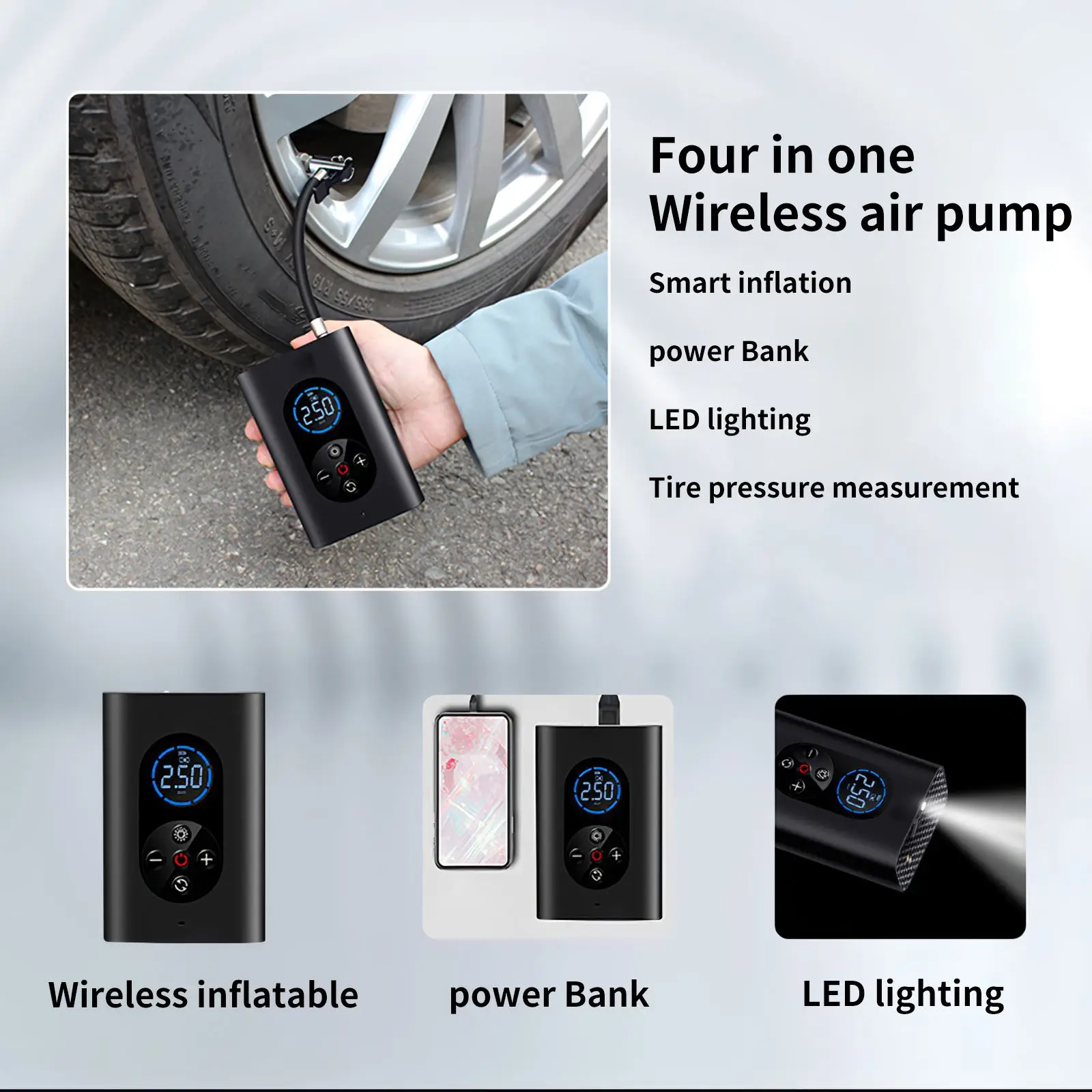 Comprar 150PSI Inalámbrico Coche Recargable Bomba De Aire Portátil Inflador De Neumáticos Sin Compresor Digital Auto Bomba De Neumático De La Motocicleta Del Coche De La