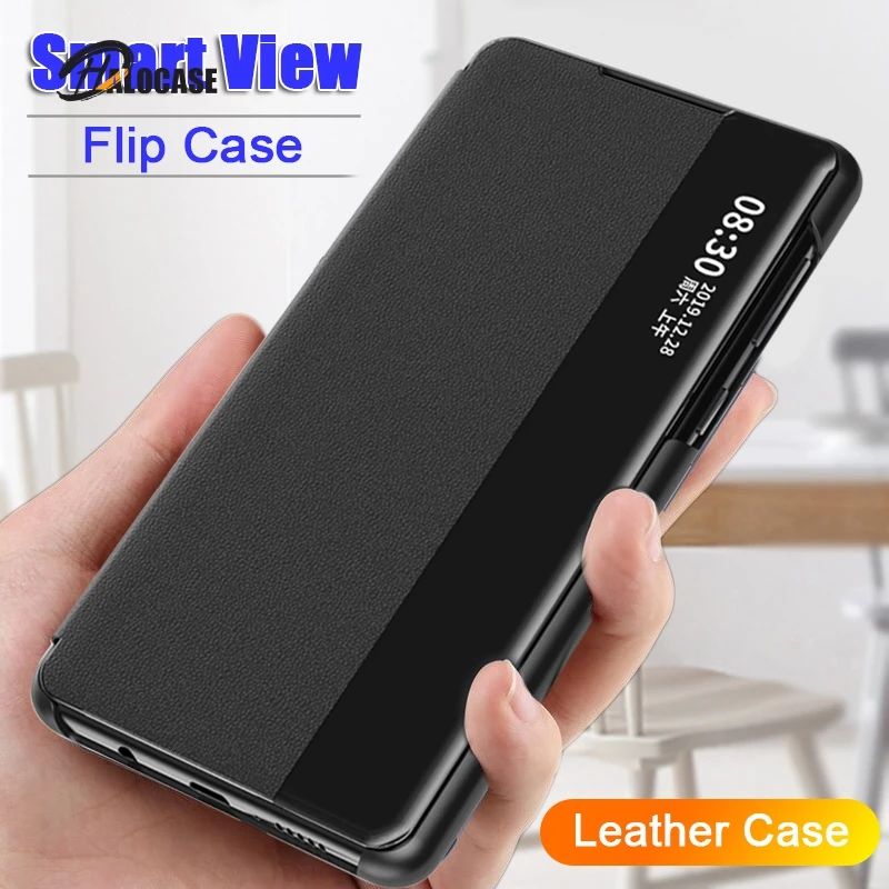 

Smart View Leather Case For Xiaomi Mi Redmi Note 9 9S 10 6 5 Pro 9T 9A 9C 8 8A 8T 7 7A K20 A3 Lite CC9e Poco X3 NFC Flip Cover