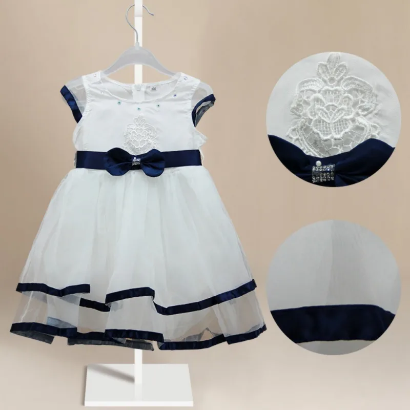Pure white and blue edge girls college princess | Детская одежда и обувь