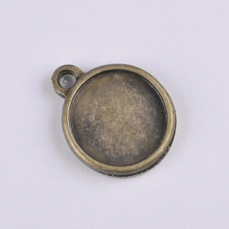 100 шт 14 мм античная бронза один висящий двусторонний круглый пустой диск Кулон