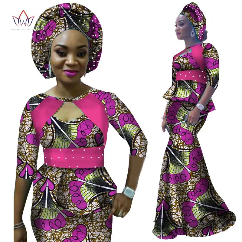 Осеннее женское платье с Африканским принтом Дашики рукавом до локтя и юбкой