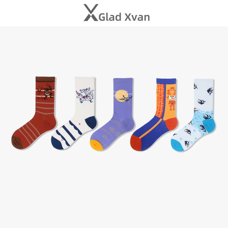 

Winter New Products Original Socks Illustration Cute Doodle Cotton Socks Jacquard Middle Tube Men and Women Socks Tide Socks