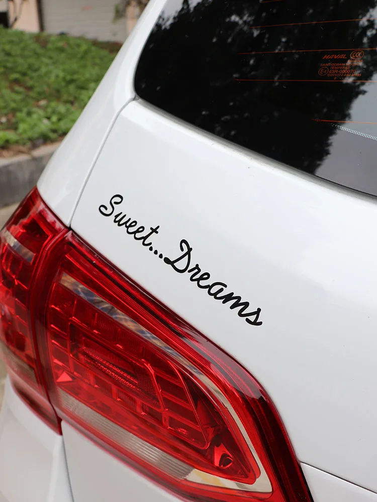 

ZTTZDY 20CM*2.5CM Fashion Motorcycle Accessories Sweet Dreams Vinyl Car Sticker Black Silver ZJ2-0281