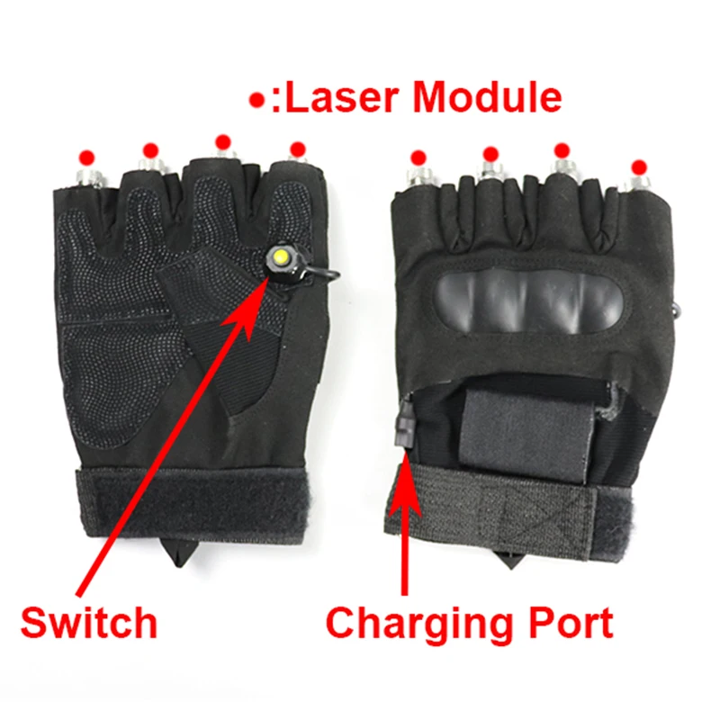 New High Quality 2 in 1 Red Green Laser Gloves LED Multi Beams Laser Gloves For LED Luminous Costume Stage Show Accessories