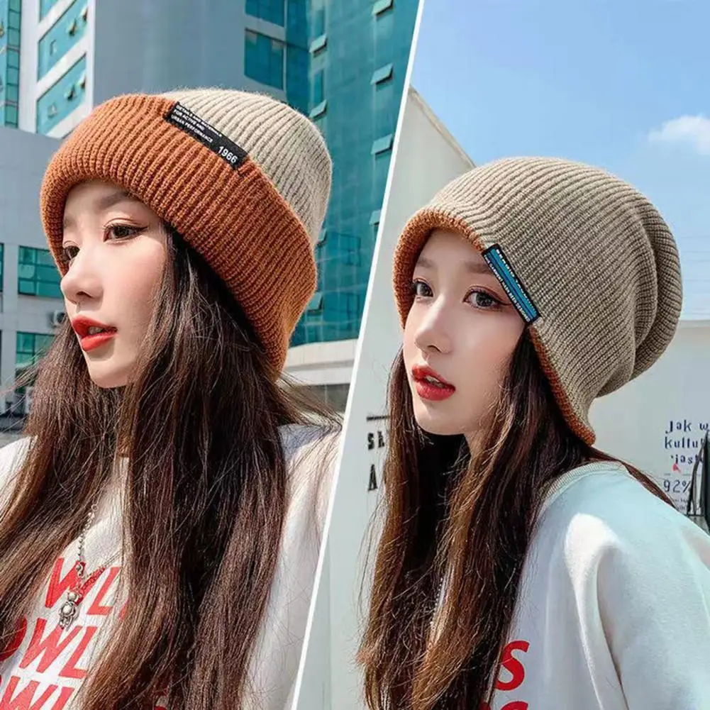 

Knitted Beanie Keep Warm Fine Stitch Cuddly Elastic Thin Slouchy Women Beanie for Home