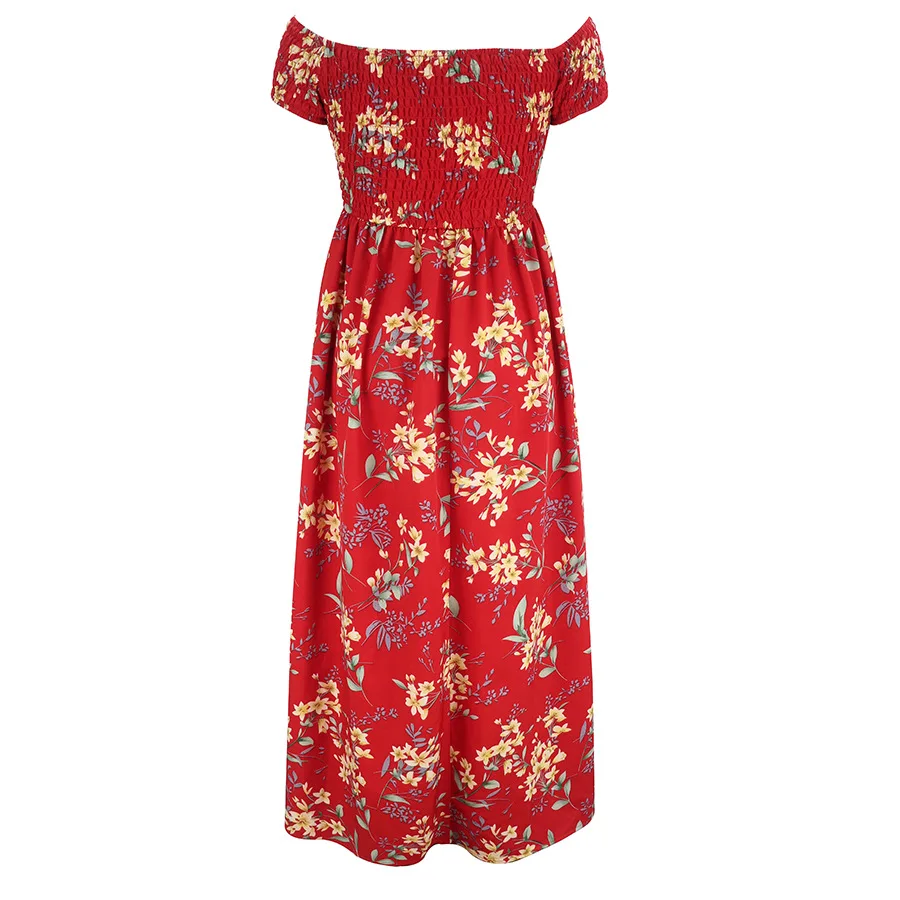 Женское платье с открытыми плечами и принтом летние богемные пляжные платья в