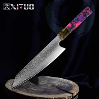 xituo damascus chef knife 8 inch japanese kitchen knife sharp gyuto slice cleaver santoku stable solid wood handle cooking tool