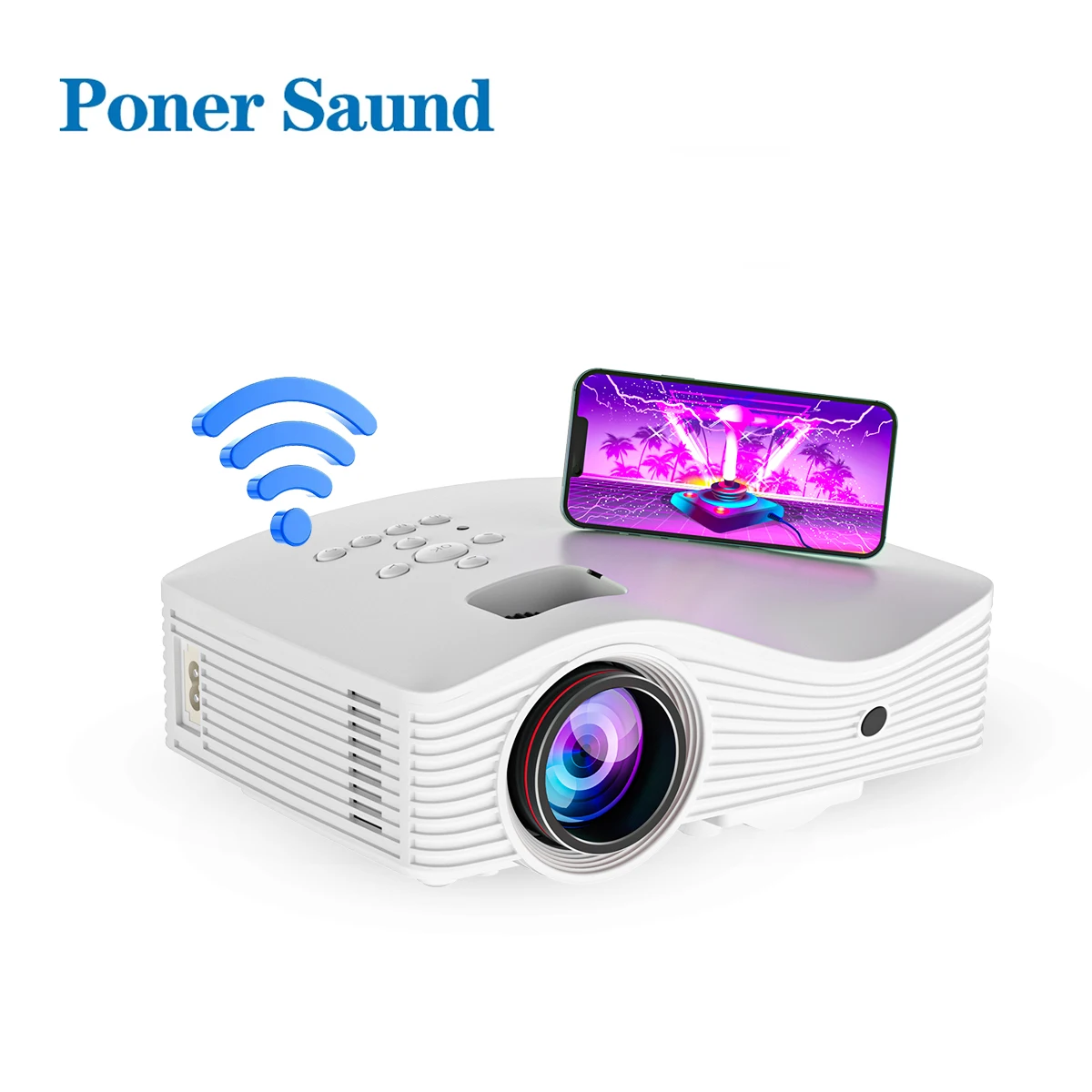 

PONER SAUND GP19 Мини-проектор WiFi Проектор Портативный Видео Кино Открытый Домашний Кинотеатр С HiFi Стерео Динамик Projektor