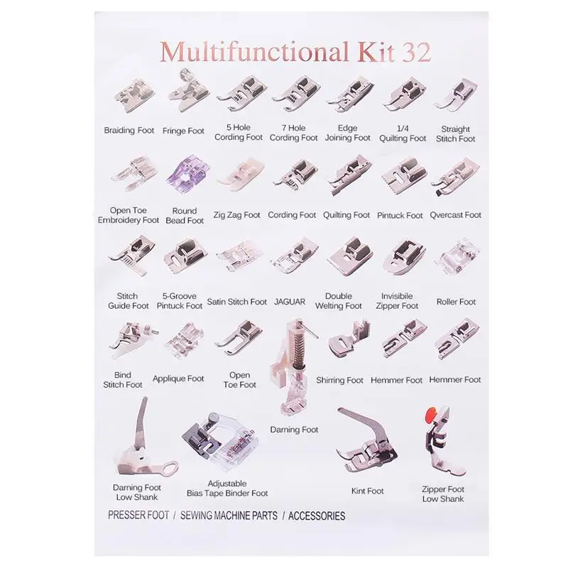 32 шт. набор прижимных лапок для швейных машин Brother Singer Janome | Дом и сад