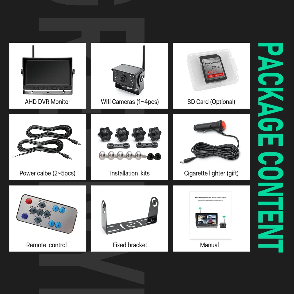 $84.27 GreenYi 7 inch Wireless Truck DVR Monitor AHD 720P High Definition Night Vision Reverse Backup Recorder Wifi Camera For Bus Car