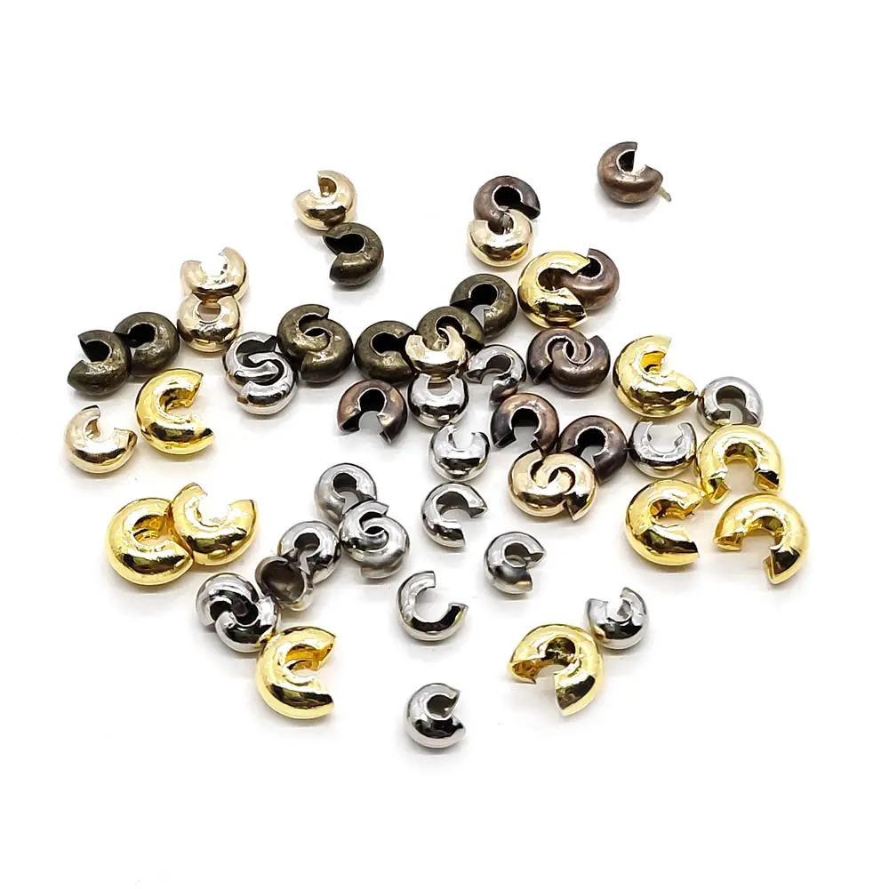 Медные Круглые Обжимные концевые бусины 100 шт./лот диаметр 3 4 5 мм с пробкой для